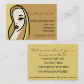 ブロンドの美しいの名刺のテンプレートの毛の化粧 名刺 (正面/裏面)