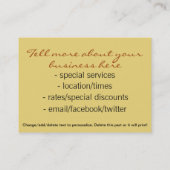 ブロンドの美しいの名刺のテンプレートの毛の化粧 名刺 (裏面)