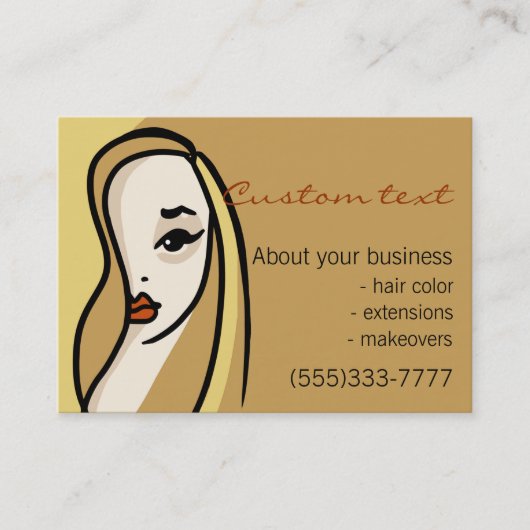 ブロンドの美しいの名刺のテンプレートの毛の化粧 名刺 (正面)
