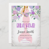 ブロンドの花の人魚のブライダルシャワーの招待 招待状 (正面/裏面)