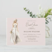ブロンドの花嫁がドレスを着た結婚前のお祝い 招待状 (スタンド正面)