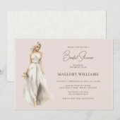 ブロンドの花嫁がドレスを着た結婚前のお祝い 招待状 (正面/裏面)