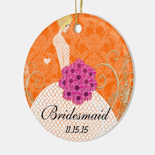 ブロンドの花嫁ギフトあなたが色を選択 セラミックオーナメント (左)