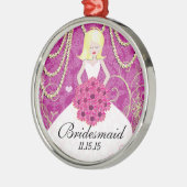 ブロンドの花嫁ギフトあなたが色を選択 メタルオーナメント (左)