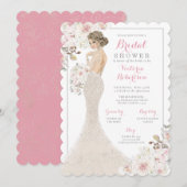 ブロンドの華やかな花嫁がドレスを着た結婚前のお披露目パーティー 招待状 (正面/裏面)