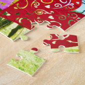 ブロンドの馬とピンクと赤いハート ジグソーパズル (側面)