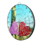 ブロンドの馬とピンクと赤いハート ダーツボード (正面右)