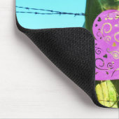 ブロンドの馬とピンクと赤いハート マウスパッド (コーナー)