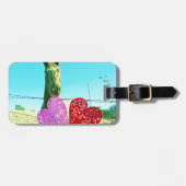 ブロンドの馬とピンクと赤いハート ラゲッジタグ (正面横)