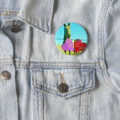 ブロンドの馬とピンクと赤いハート 缶バッジ (インサイチュ)