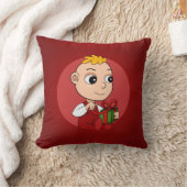 ブロンドの髪の漫画と可愛いクリスマスベビー クッション (ブランケット)