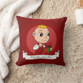 ブロンドの髪の漫画と可愛いクリスマスベビー クッション (ブランケット)