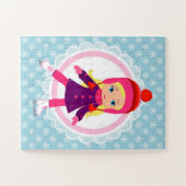 ブロンドアイススケーター – ウィンタースポーツスケートで滑る ジグソーパズル (横)