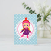 ブロンドアイススケーター – ウィンタースポーツスケートで滑る ポストカード (スタンド正面)