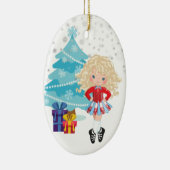 ブロンドアイリッシュダンサーウィンタークリスマスホリデー セラミックオーナメント (右)