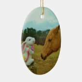 ブロンドイエローホース&イースターバニー セラミックオーナメント (右)