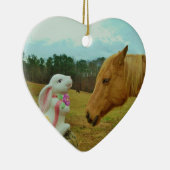 ブロンドイエローホース&イースターバニー セラミックオーナメント (右)