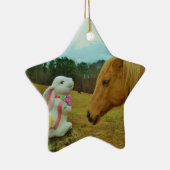 ブロンドイエローホース&イースターバニー セラミックオーナメント (右)