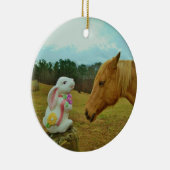 ブロンドイエローホース&イースターバニー セラミックオーナメント (右)