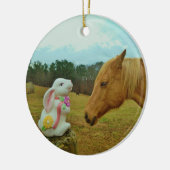 ブロンドイエローホース&イースターバニー セラミックオーナメント (左)