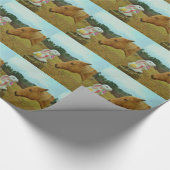 ブロンドイエローホース&イースターバニー ラッピングペーパー (角)