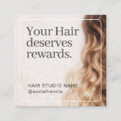 ブロンドウェーブ高級ヘアスタジオ報酬QRコード スクエア名刺 (正面)