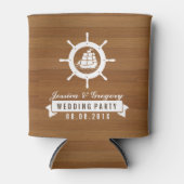 ブロンドウッドストライプズ白航海のいボートホイール 缶クーラー (正面)