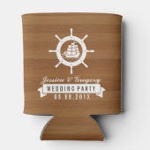 ブロンドウッドストライプズ白航海のいボートホイール 缶クーラー (裏面)