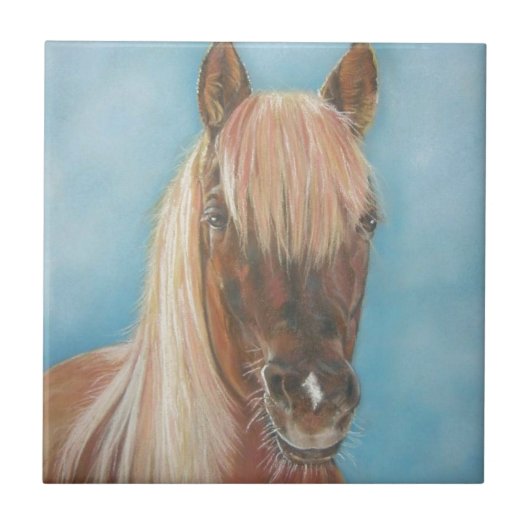ブロンドウマ科のマーン茶色の馬を持つ栗の馬 タイル (正面)