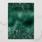 ブロンドエメラルドドレスバタフライキンセアニェラ金ゴールド 箔招待状 (裏面)