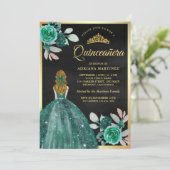 ブロンドエメラルドドレスブラック金ゴールドキンセアニェラ 招待状 (スタンド正面)