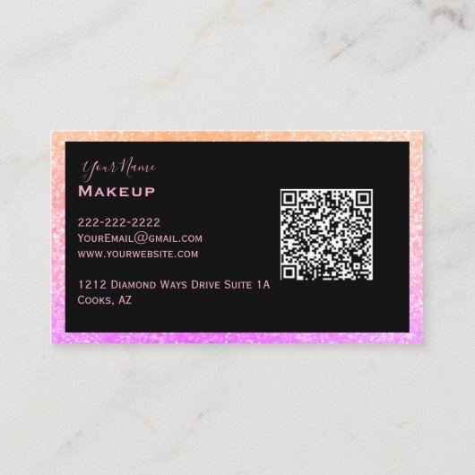 ブロンドエレガントレディーヘアメイクアップ 名刺 (裏面)