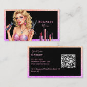 ブロンドエレガントレディーヘアメイクアップ 名刺 (正面/裏面)