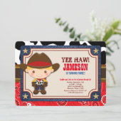 ブロンドカウボーイウェスタンオールドウェスト誕生日 招待状 (スタンド正面)