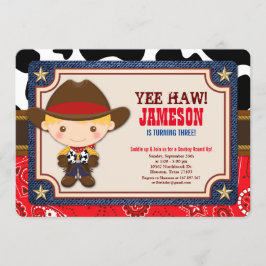 ブロンドカウボーイウェスタンオールドウェスト誕生日 招待状
