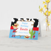 ブロンドカウボーイウェスタンバースデーパーティー カード (黄色い花)