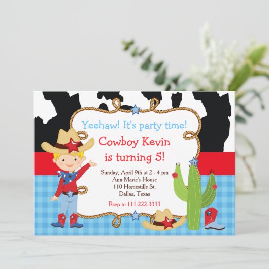 ブロンドカウボーイウェスタンバースデーパーティー 招待状 (スタンド正面)