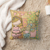 ブロンドカスタマイズヘアガールレモネードピロー クッション (ブランケット)