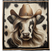 ブロンドカントリー牛おもしろい女 シャワーカーテン (正面)