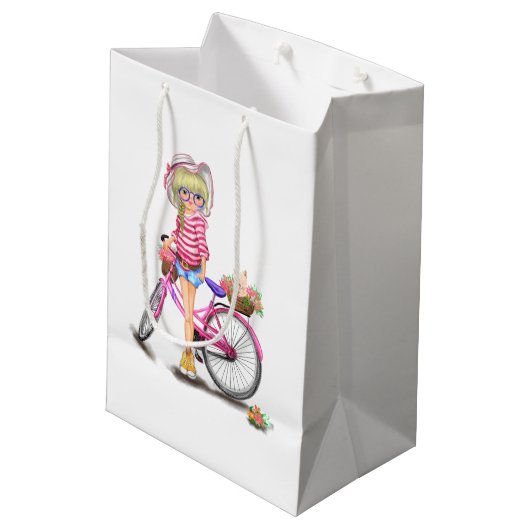 ブロンドガールとピンクバイク抱き枕 ミディアムペーパーバッグ (裏面アングル)