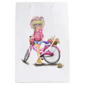 ブロンドガールとピンクバイク抱き枕 ミディアムペーパーバッグ (正面)
