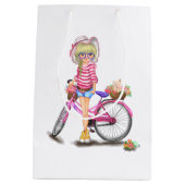ブロンドガールとピンクバイク抱き枕 ミディアムペーパーバッグ (裏面)