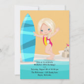 ブロンドガールサマービーチバースデーパーティー 招待状 (正面)