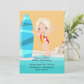 ブロンドガールサマービーチバースデーパーティー 招待状 (スタンド正面)