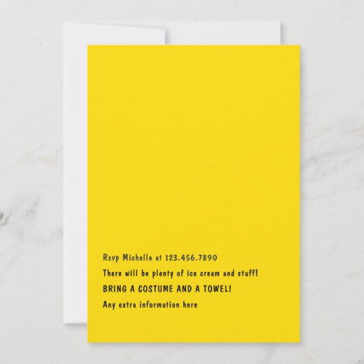 ブロンドガールサマービーチバースデーパーティー 招待状 (裏面)