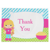 ブロンドガールスリーポバースランバーパーティー誕生日 ラージペーパーバッグ (裏面)