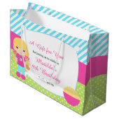 ブロンドガールスリーポバースランバーパーティー誕生日 ラージペーパーバッグ (正面アングル)