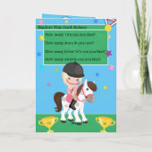 ブロンドガールズエクエストランカラーリングページ誕生日 カード (裏面)