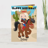 ブロンドガールズA迷路女性のカーボーイ誕生日カード カード (正面)