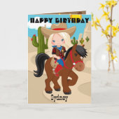 ブロンドガールズA迷路女性のカーボーイ誕生日カード カード (黄色い花)